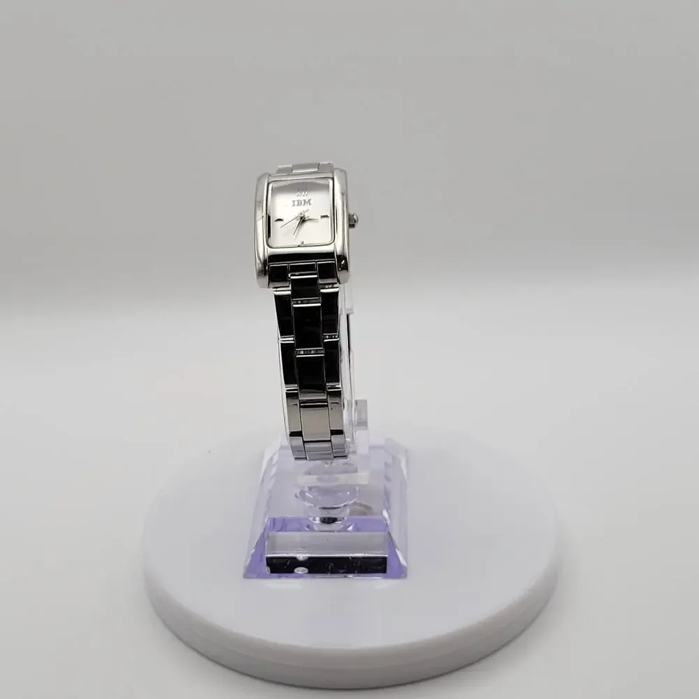 Vintage IBM Corporate Logo Womens Tank Quartz Watch Stainless Steel Collectible